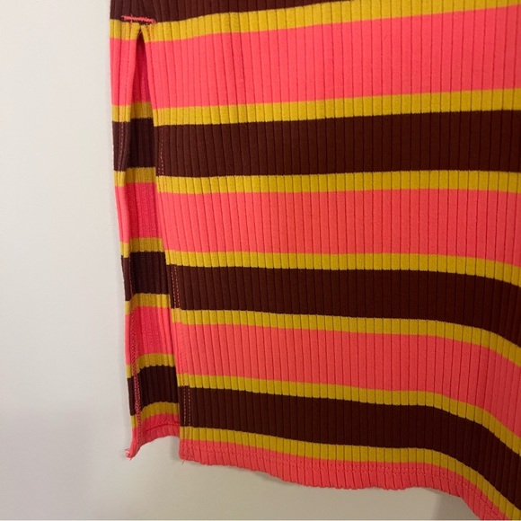 Aerie Striped Midi Pencil Skirt Ribbed Pink Side Slit Summer Funky Retro, XS - Picture 4 of 7